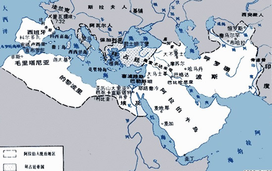 公元732年左右的阿拉伯人统治地区